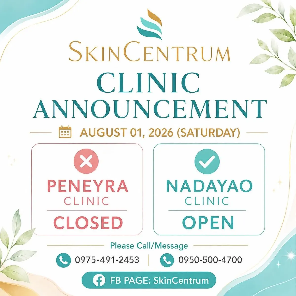 Clinic announcement: the Peneyra and Nadayao clinics